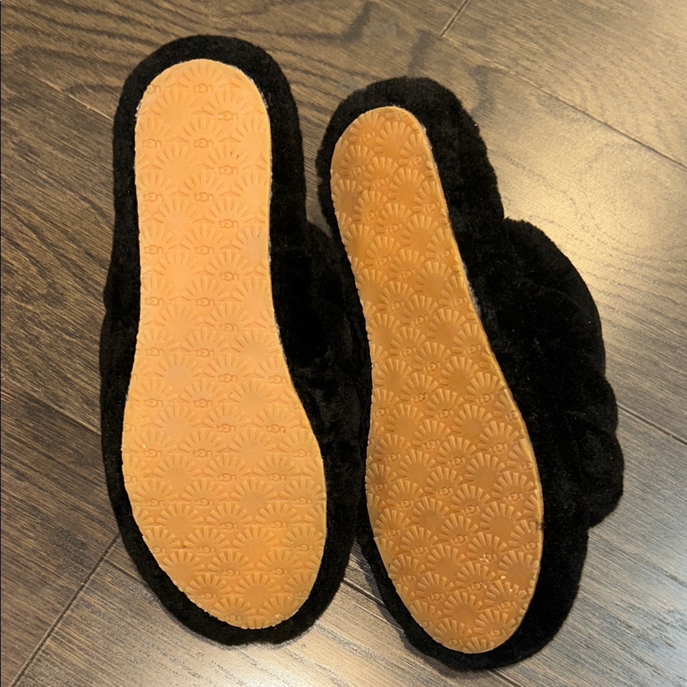 NWOT UGG Black Furry Slippers - Picture 3 of 6
